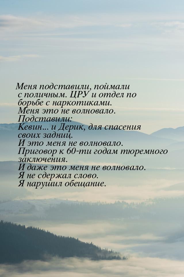 Меня подставили, поймали с поличным. ЦРУ и отдел по борьбе с наркотиками. Меня это не волн