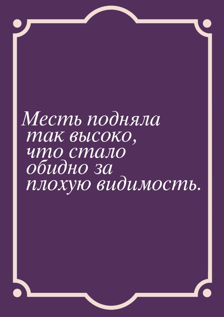 Месть подняла так высоко, что стало обидно за плохую видимость.