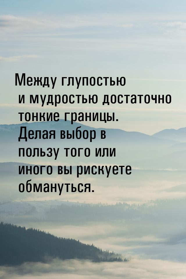 Между глупостью и мудростью достаточно тонкие границы. Делая выбор в пользу того или иного