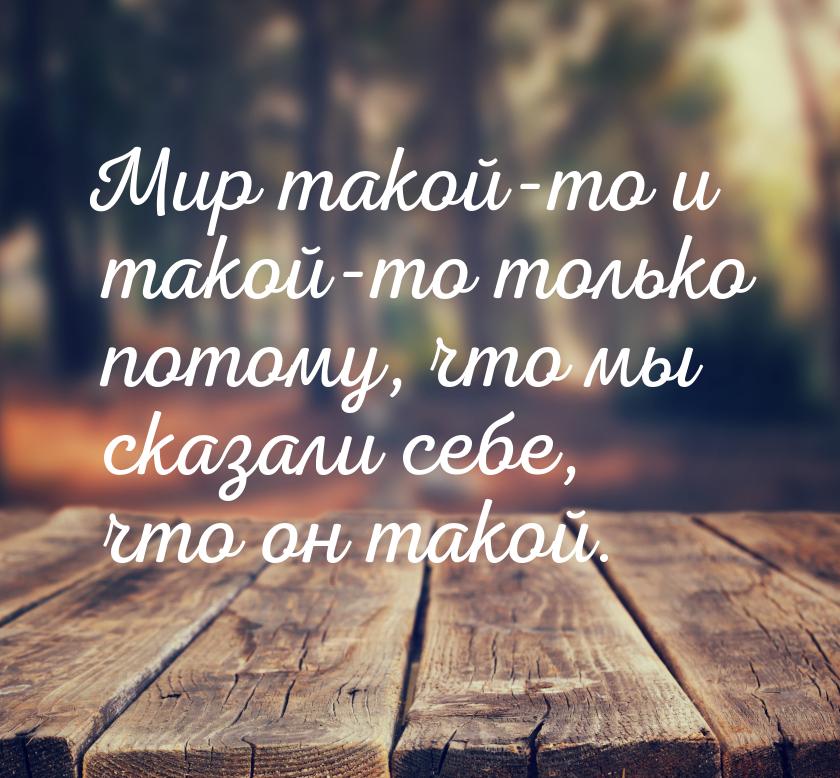 Мир такой-то и такой-то только потому, что мы сказали себе, что он такой.