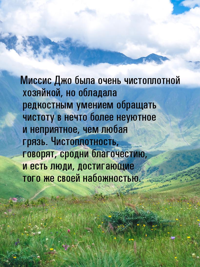 Миссис Джо была очень чистоплотной хозяйкой, но обладала редкостным умением обращать чисто