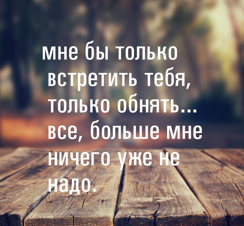 мне бы только встретить тебя, только обнять... все, больше мне ничего уже не надо.