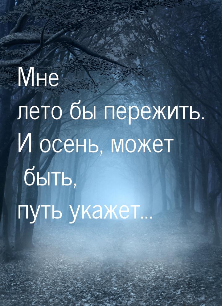 Мне лето бы пережить. И осень, может быть, путь укажет...