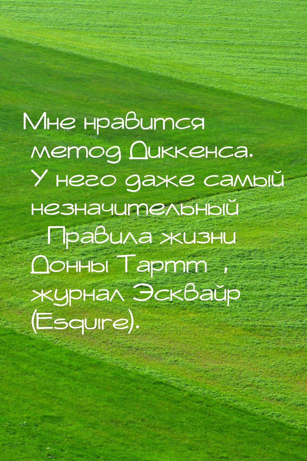 Мне нравится метод Диккенса. У него даже самый незначительный «Правила жизни Донны Тартт»,