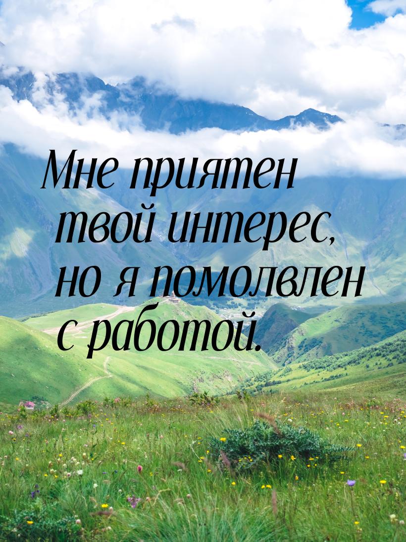 Мне приятен твой интерес, но я помолвлен с работой.