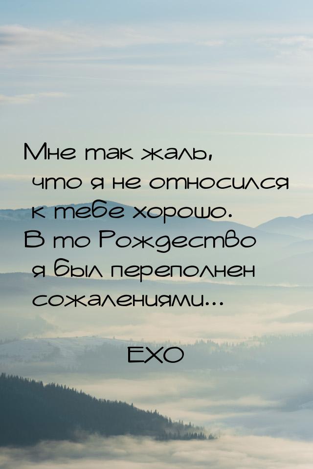 Мне так жаль, что я не относился к тебе хорошо. В то Рождество я был переполнен сожалениям