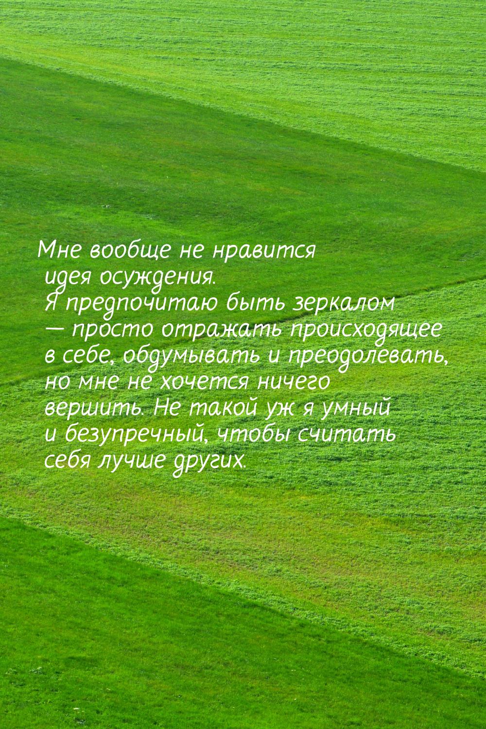 Мне вообще не нравится идея осуждения. Я предпочитаю быть зеркалом  просто отражать