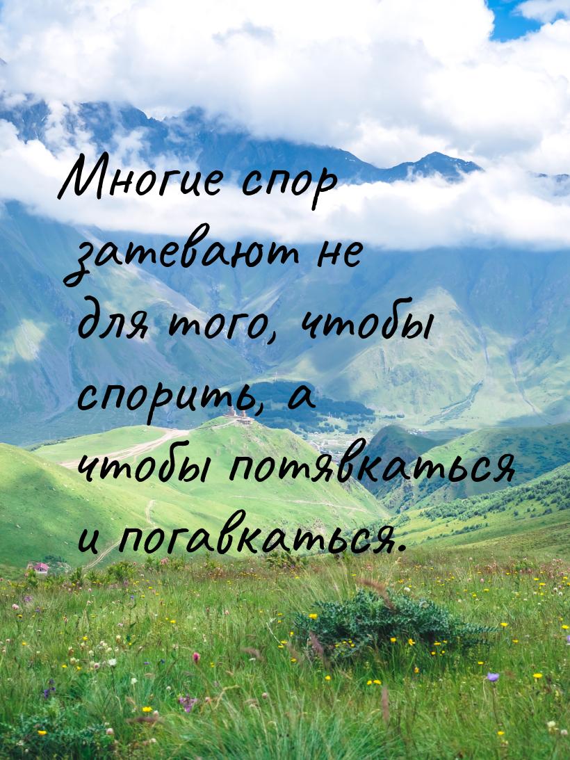 Многие спор затевают не для того, чтобы спорить, а чтобы потявкаться и погавкаться.