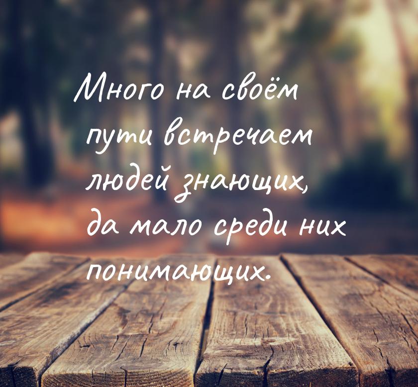 Много на своём пути встречаем людей знающих, да мало среди них понимающих.