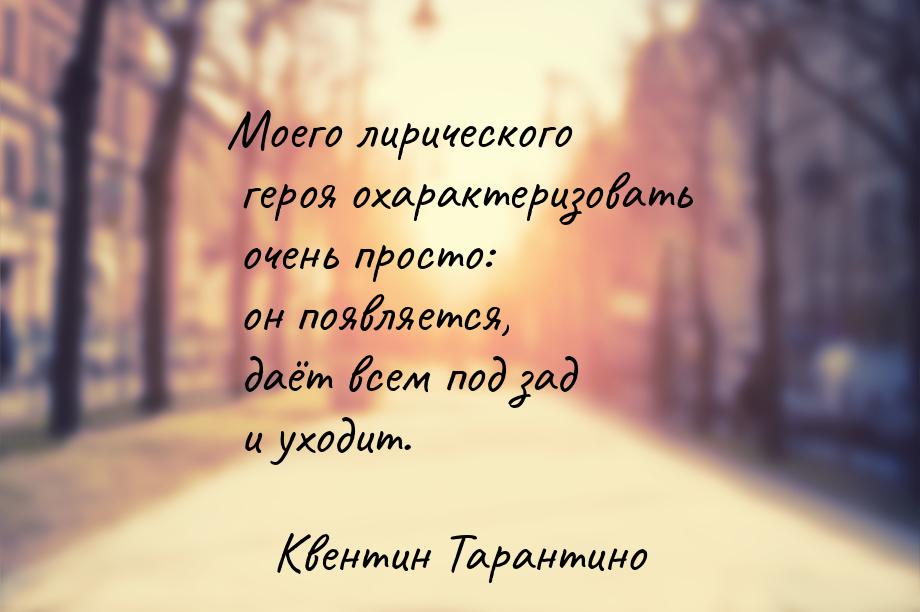 Моего лирического героя охарактеризовать очень просто: он появляется, даёт всем под зад и 