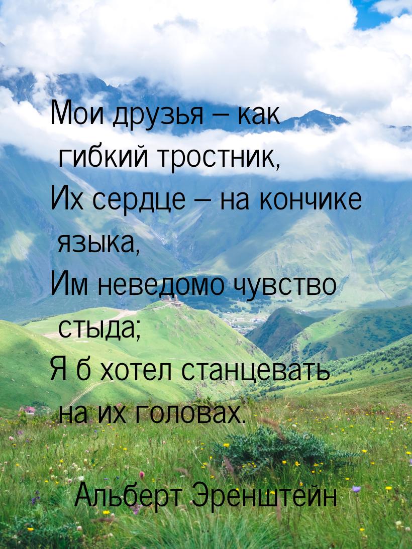 Мои друзья – как гибкий тростник, Их сердце – на кончике языка, Им неведомо чувство стыда;