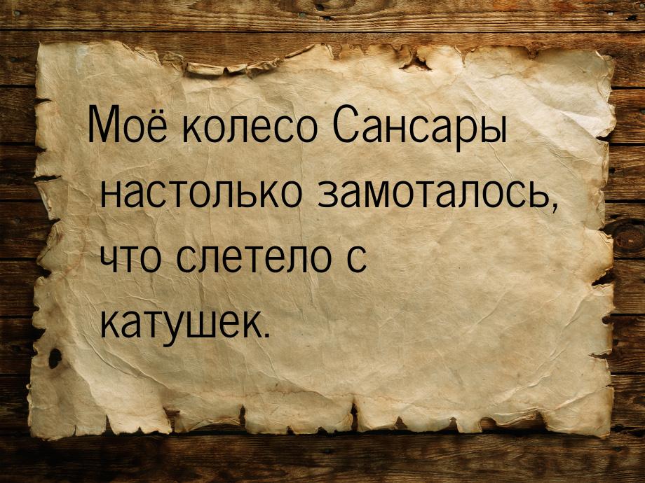 Моё колесо Сансары настолько замоталось, что слетело с катушек.