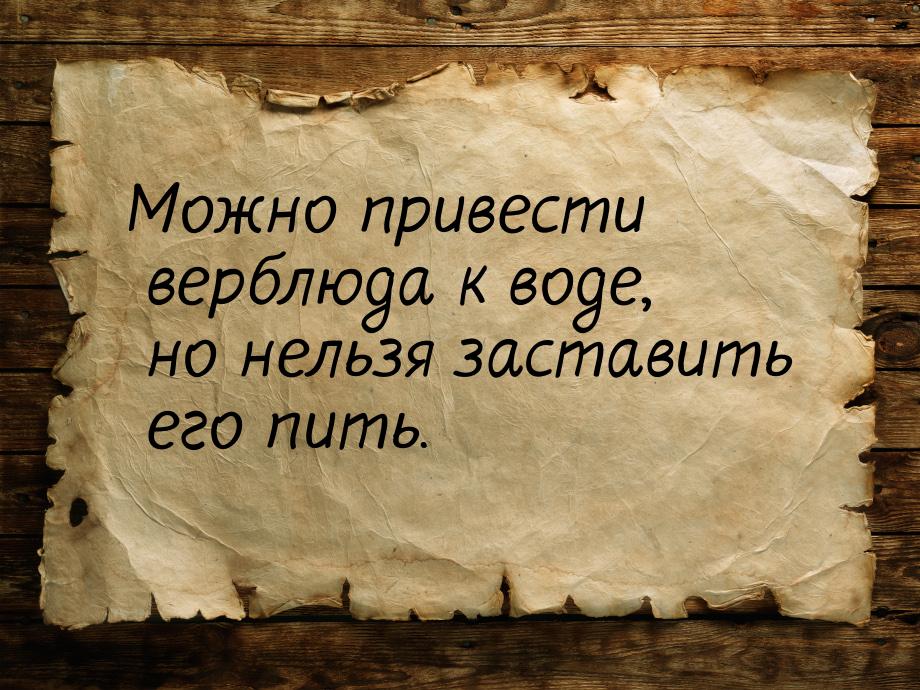 Можно привести верблюда к воде, но нельзя заставить его пить.