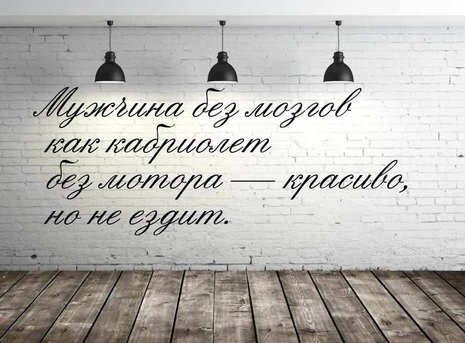 Мужчина без мозгов как кабриолет без мотора — красиво, но не ездит.