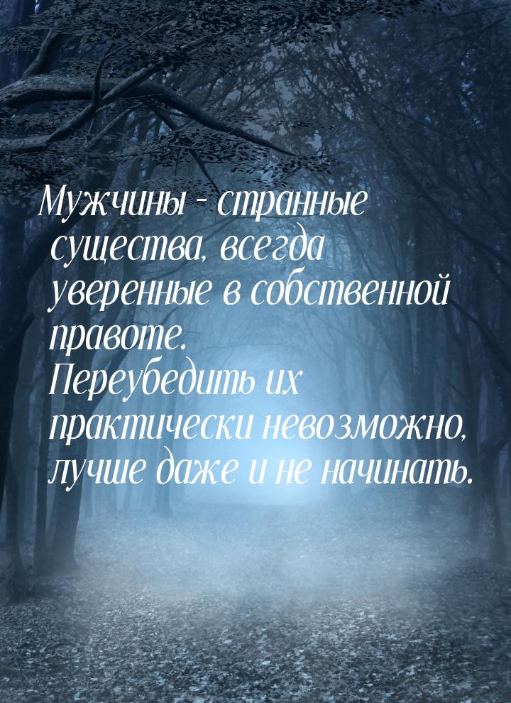 Мужчины – странные существа, всегда уверенные в собственной правоте. Переубедить их практи