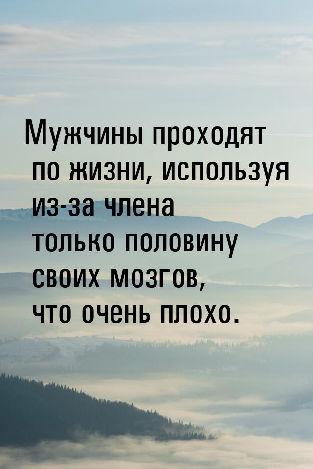 Мужчины проходят по жизни, используя из-за члена только половину своих мозгов, что очень п