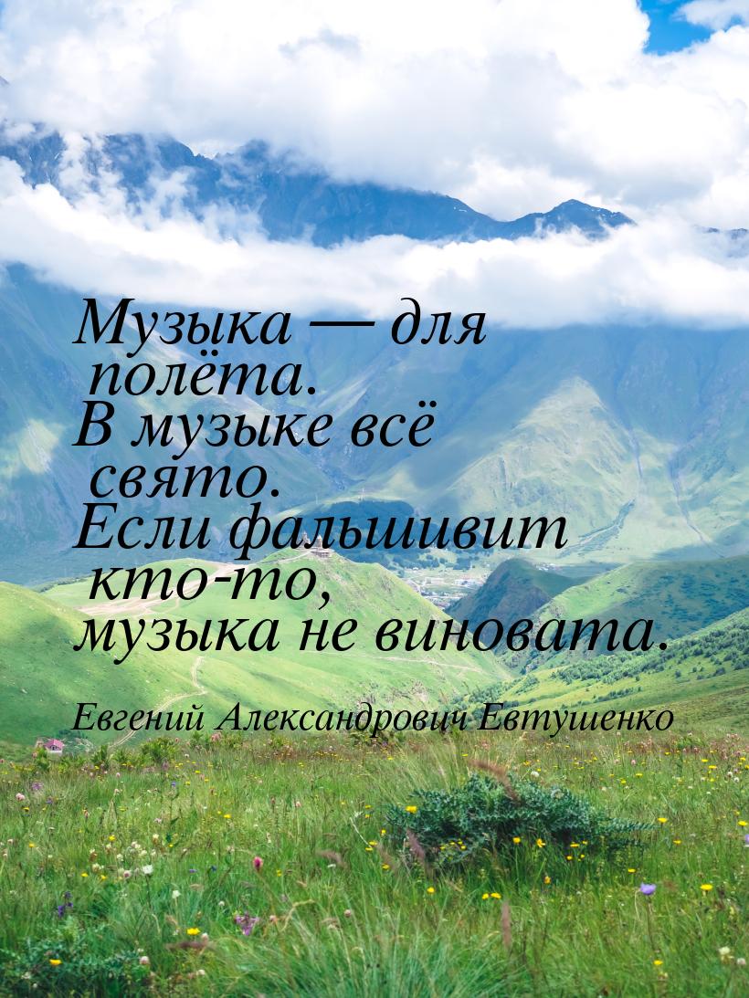 Музыка  для полёта. В музыке всё свято. Если фальшивит кто-то, музыка не виновата.