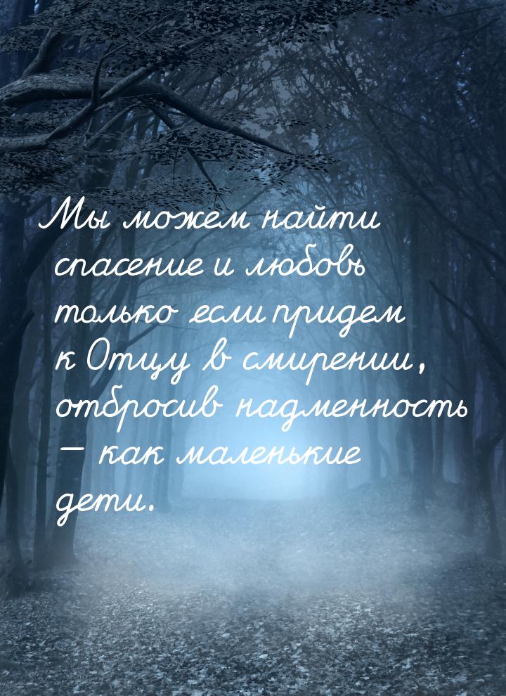 Мы можем найти спасение и любовь только если придем к Отцу в смирении, отбросив надменност