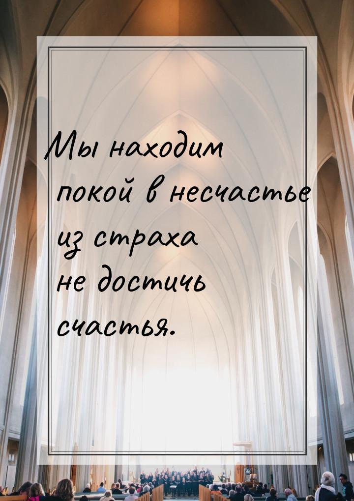 Мы находим покой в несчастье из страха не достичь счастья.