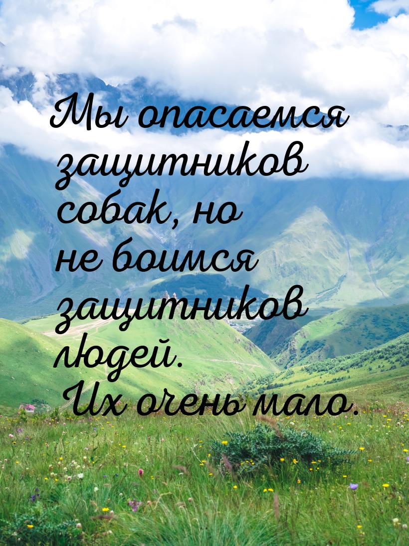 Мы опасаемся защитников собак, но не боимся защитников людей. Их очень мало.