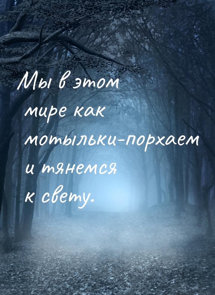 Мы в этом мире как мотыльки-порхаем и тянемся к свету.