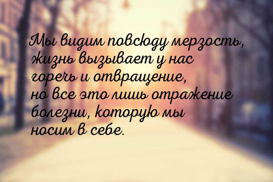 Мы видим повсюду мерзость, жизнь вызывает у нас горечь и отвращение, но все это лишь отраж