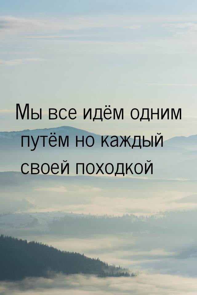 Мы все идём одним путём но каждый своей походкой