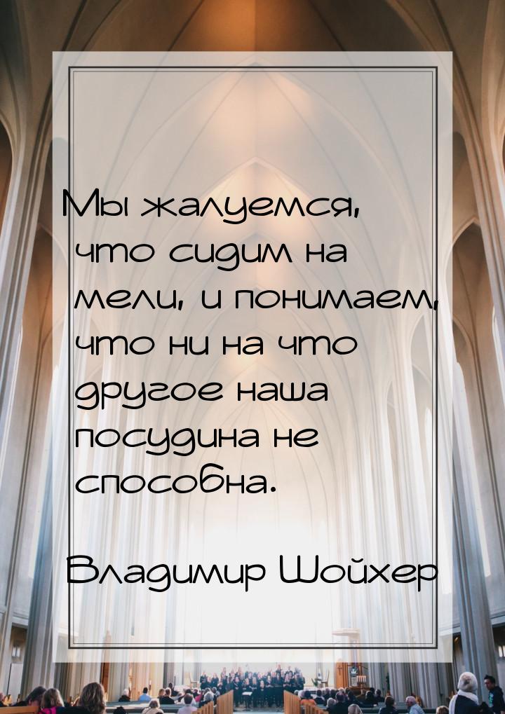 Мы жалуемся, что сидим на мели, и понимаем, что ни на что другое наша посудина не способна