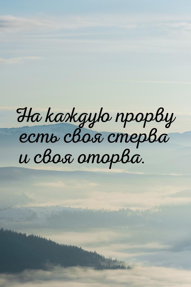 На каждую прорву есть своя стерва и своя оторва.