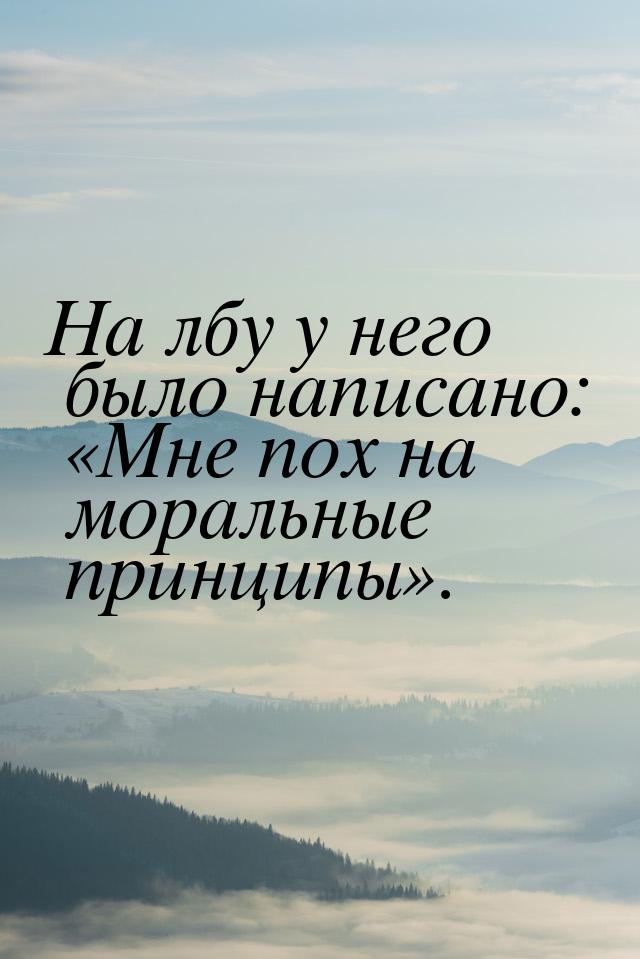 На лбу у него было написано: Мне пох на моральные принципы.