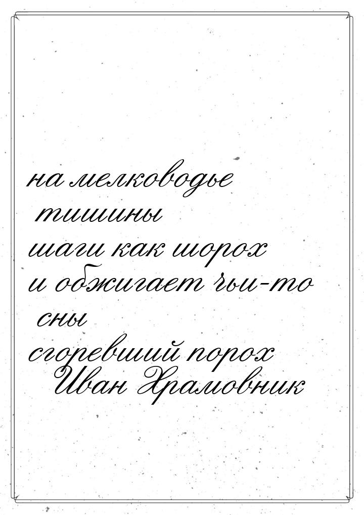 на мелководье тишины шаги как шорох и обжигает чьи-то сны сгоревший порох