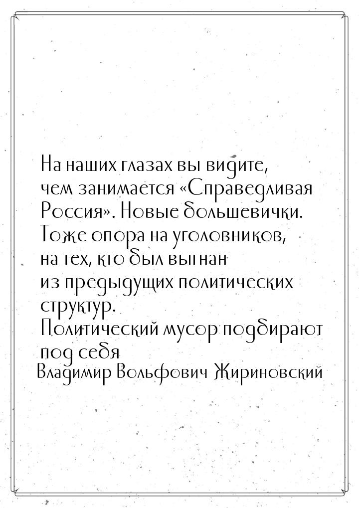 …На наших глазах вы видите, чем занимается Справедливая Россия. Новые больше