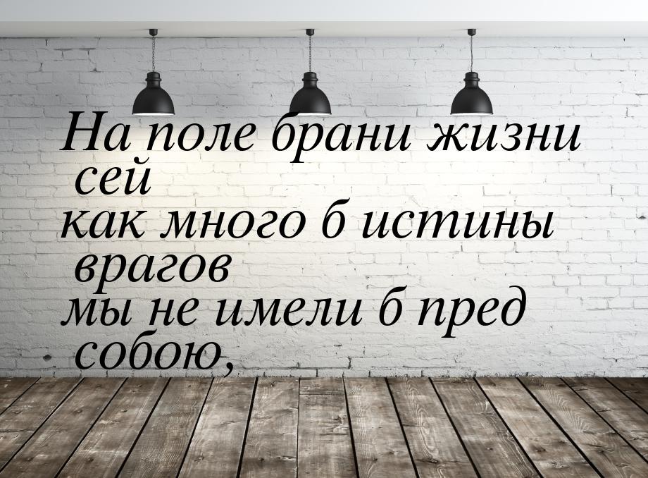 На поле брани жизни сей как много б истины врагов мы не имели б пред собою,