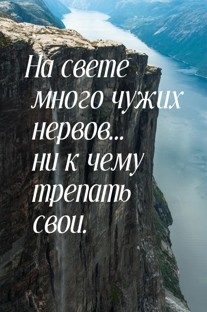 На свете много чужих нервов... ни к чему трепать свои.