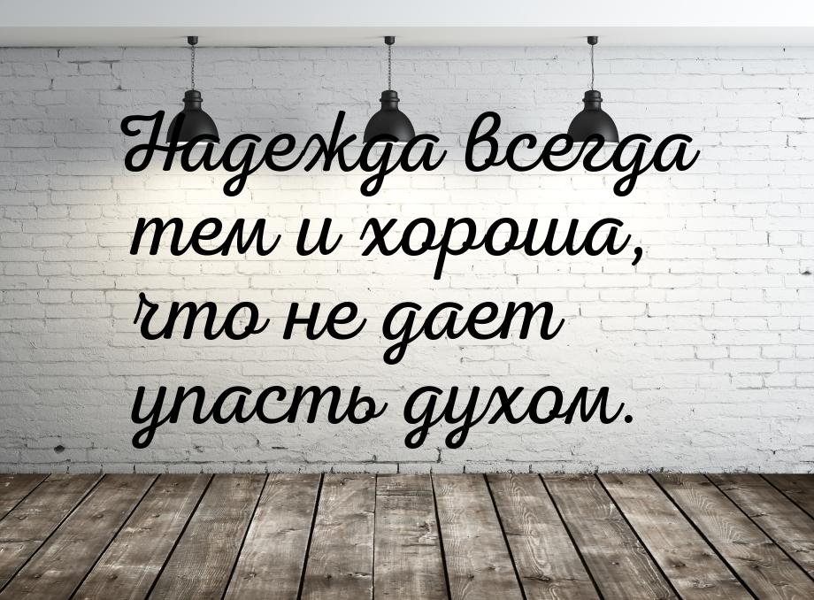 Надежда всегда тем и хороша, что не дает упасть духом.