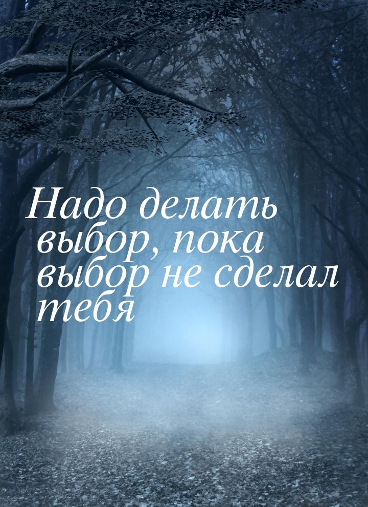 Надо делать выбор, пока выбор не сделал тебя