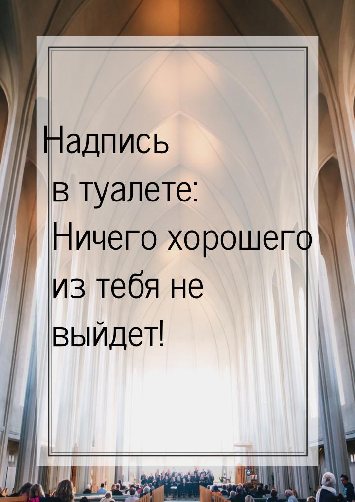 Надпись в туалете: Ничего хорошего из тебя не выйдет!