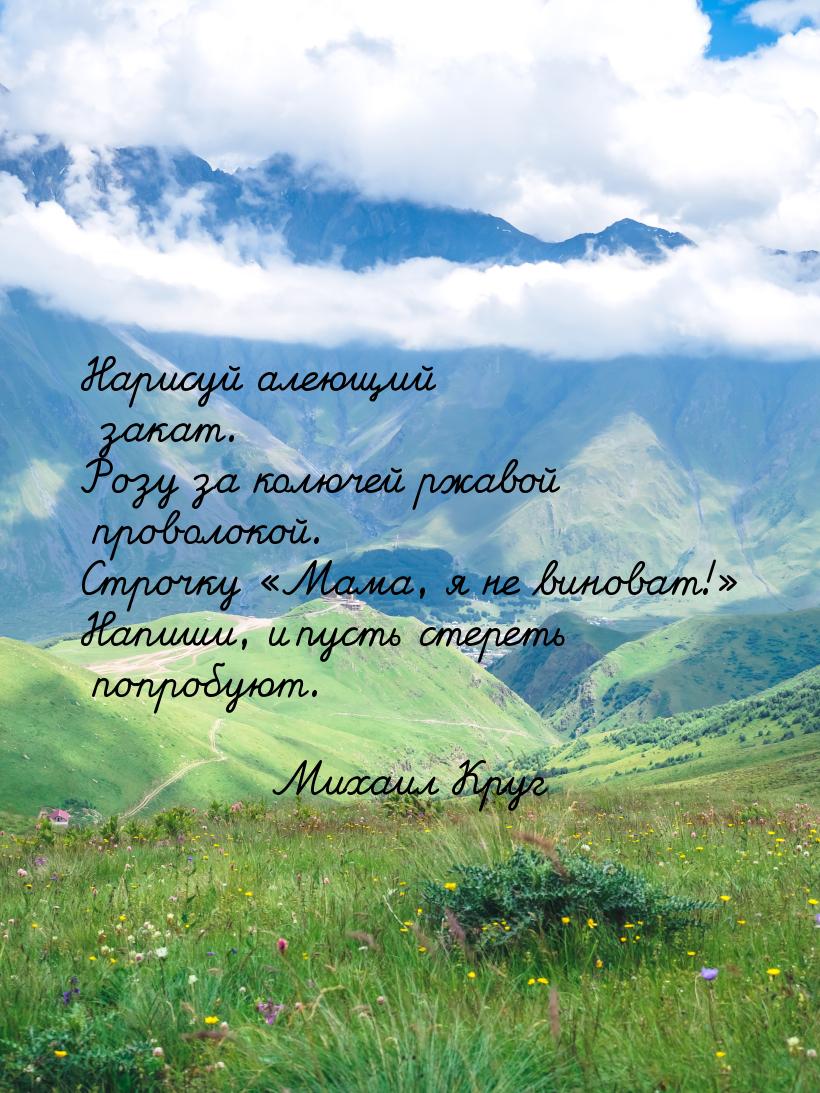 Нарисуй алеющий закат. Розу за колючей ржавой проволокой. Строчку Мама, я не винова