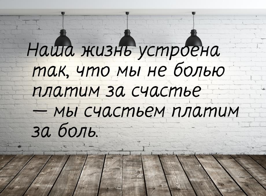 Наша жизнь устроена так, что мы не болью платим за счастье — мы счастьем платим за боль.