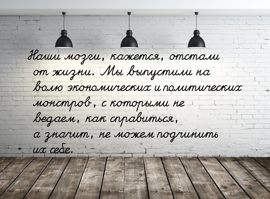 Наши мозги, кажется, отстали от жизни. Мы выпустили на волю экономических и политических м