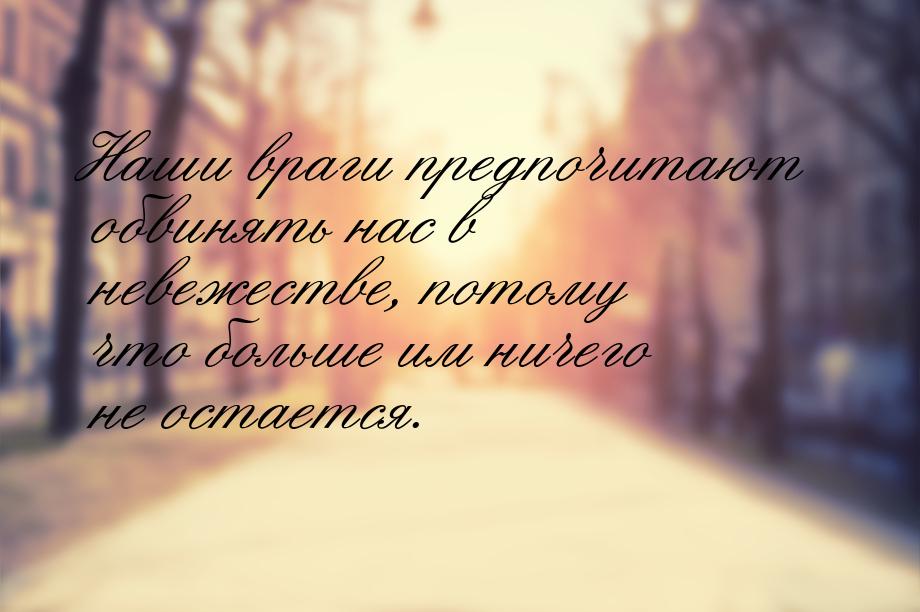 Наши враги предпочитают обвинять нас в невежестве, потому что больше им ничего не остается