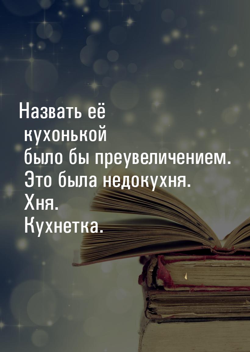 Назвать её кухонькой было бы преувеличением. Это была недокухня. Хня. Кухнетка.