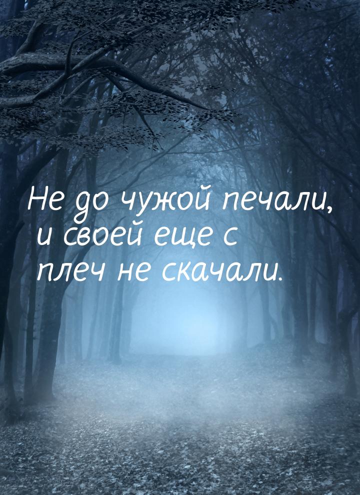 Не до чужой печали, и своей еще с плеч не скачали.