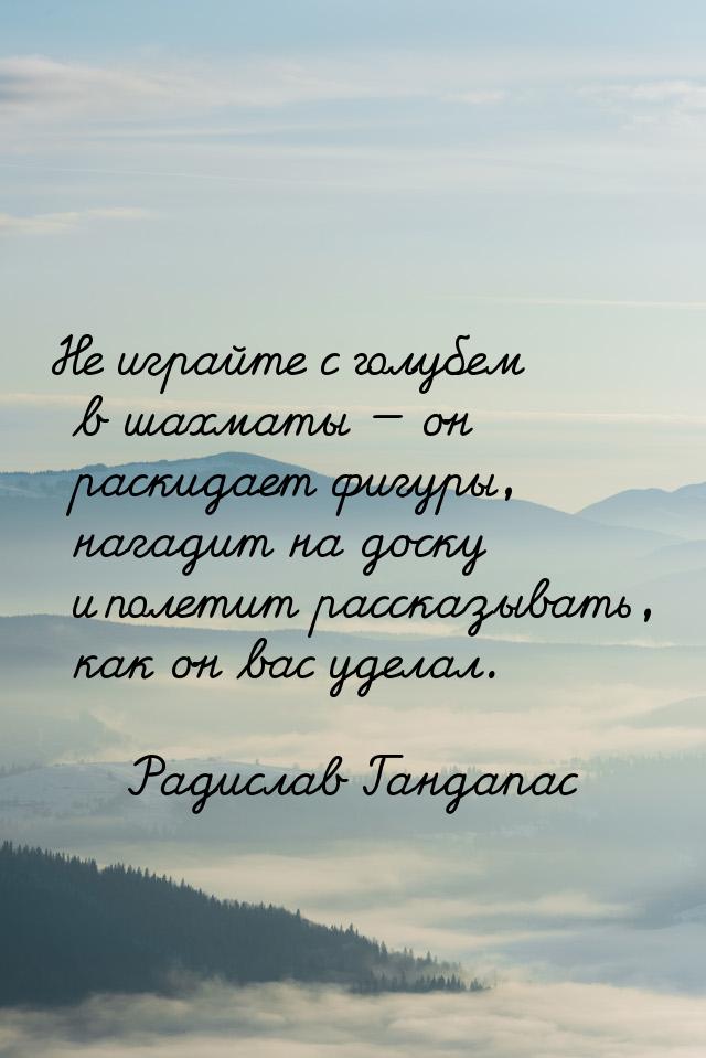 Не играйте с голубем в шахматы  он раскидает фигуры, нагадит на доску и полетит рас