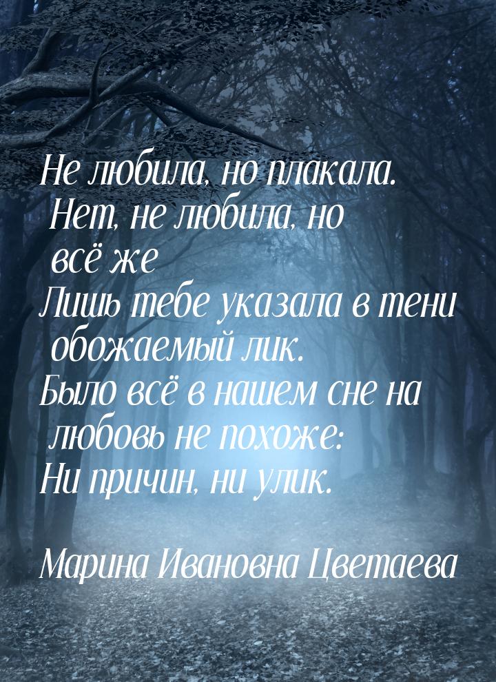 Не любила, но плакала. Нет, не любила, но всё же Лишь тебе указала в тени обожаемый лик. Б