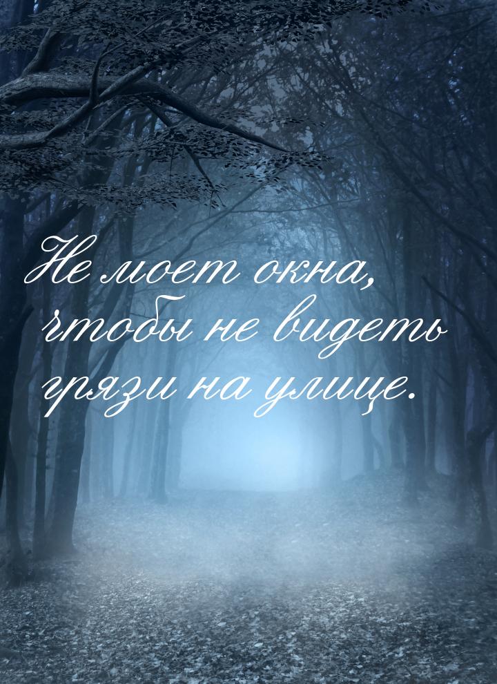 Не моет окна, чтобы не видеть грязи на улице.