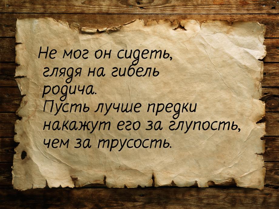 Не мог он сидеть, глядя на гибель родича. Пусть лучше предки накажут его за глупость, чем 