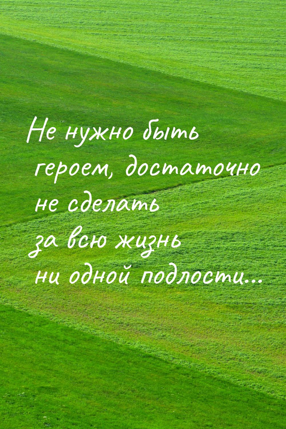 Не нужно быть героем, достаточно не сделать за всю жизнь ни одной подлости...