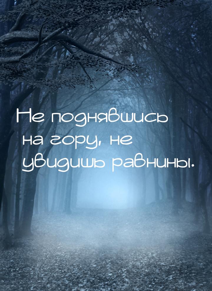 Не поднявшись на гору, не увидишь равнины.