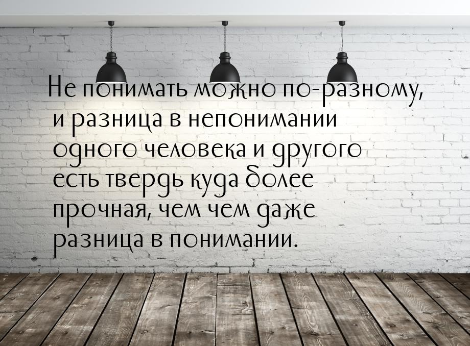 Не понимать можно по-разному, и разница в непонимании одного человека и другого есть тверд